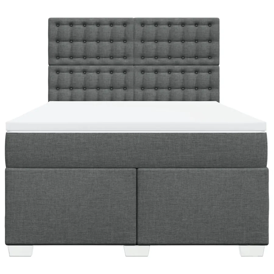 Sommier à lattes de lit avec matelas Gris foncé 140x190cm Tissu - 6