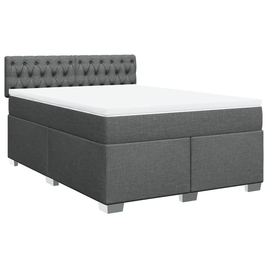 Sommier à lattes de lit avec matelas Gris foncé 140x190cm Tissu - 2
