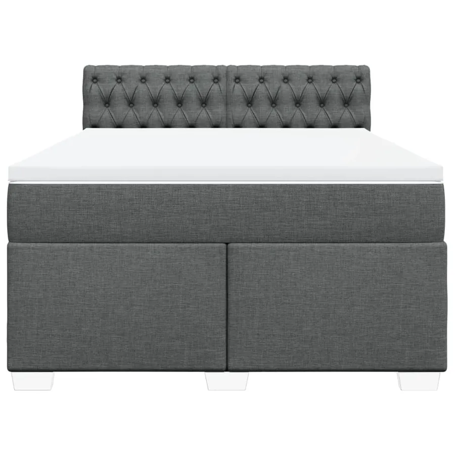 Sommier à lattes de lit avec matelas Gris foncé 140x190cm Tissu - 4