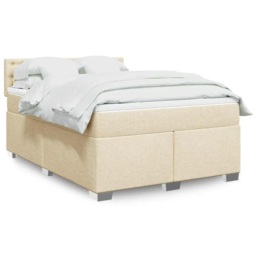 Sommier à lattes de lit avec matelas Crème 140x190 cm Tissu