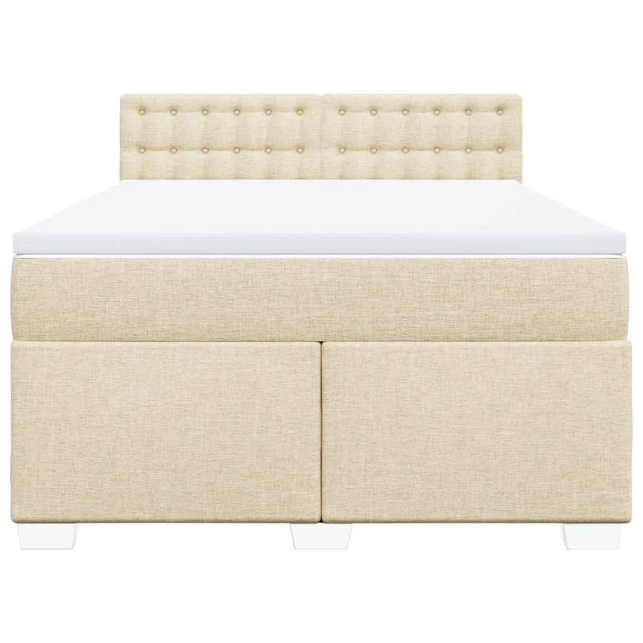 Sommier à lattes de lit avec matelas Crème 140x190 cm Tissu - 4