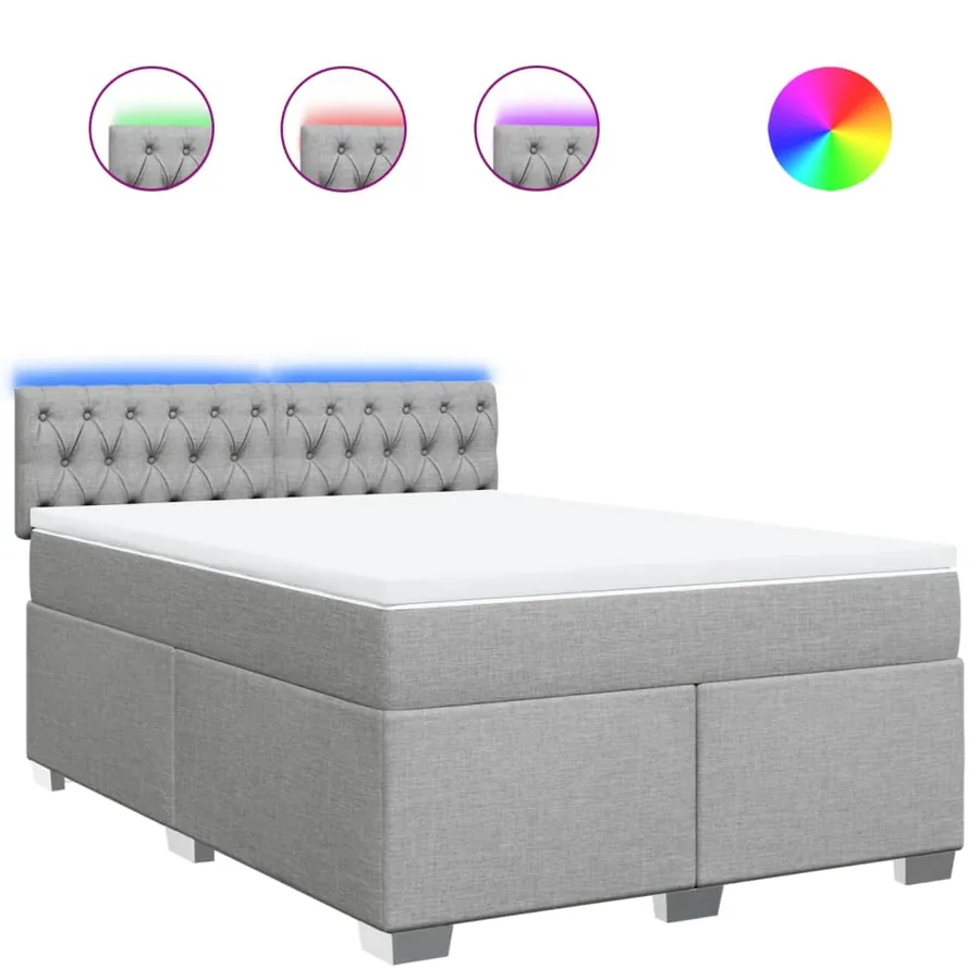Sommier à lattes de lit avec matelas Gris clair 140x190cm Tissu - 2