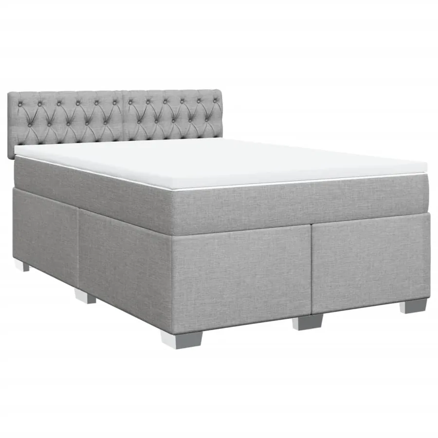 Sommier à lattes de lit avec matelas Gris clair 140x190cm Tissu - 3