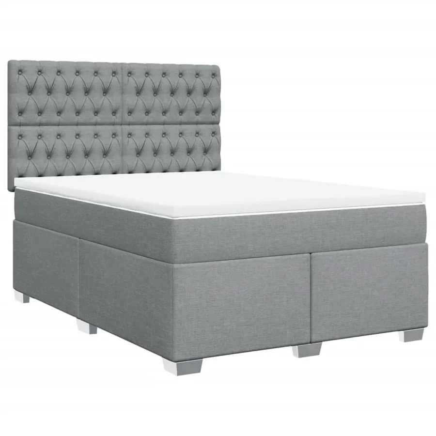 Sommier à lattes de lit avec matelas Gris clair 140x190cm Tissu - 2