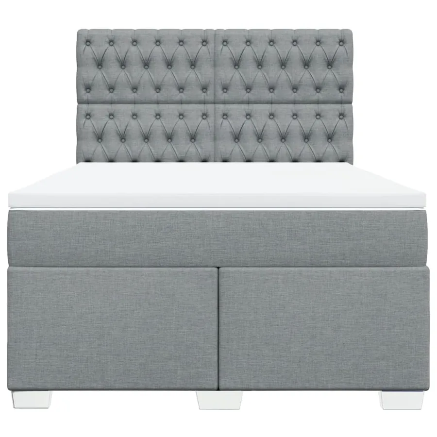 Sommier à lattes de lit avec matelas Gris clair 140x190cm Tissu - 4
