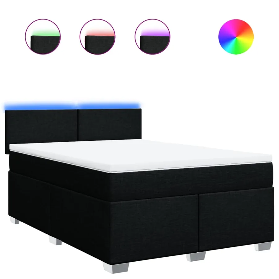 Sommier à lattes de lit avec matelas Noir 140x190 cm Tissu - 2