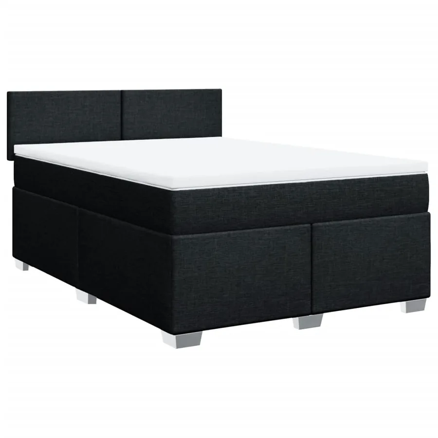 Sommier à lattes de lit avec matelas Noir 140x190 cm Tissu - 3