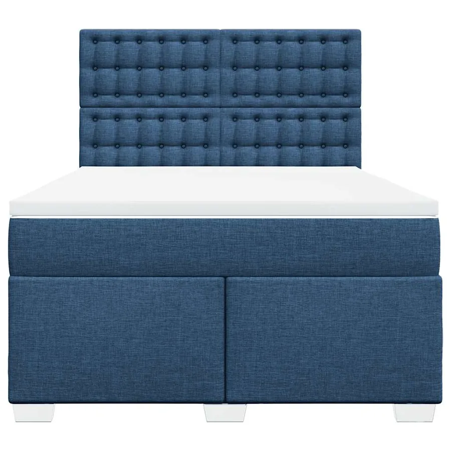 Sommier à lattes de lit avec matelas Bleu 140x190 cm Tissu - 4
