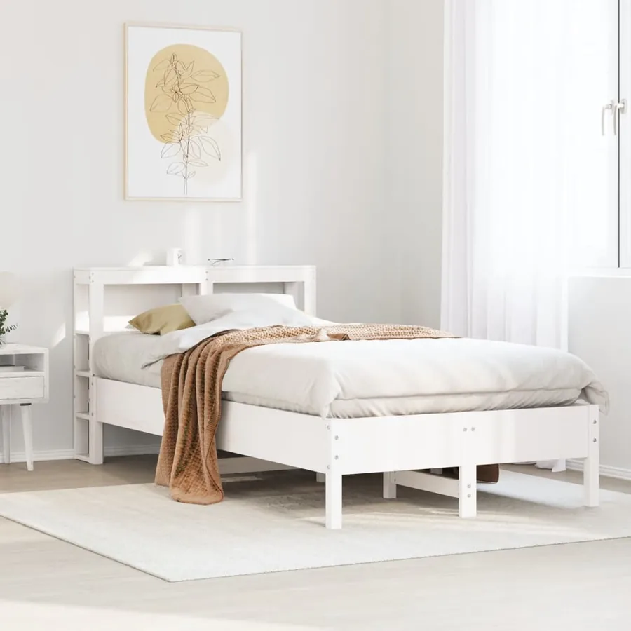 Cadre de lit sans matelas blanc 90x190 cm bois de pin massif