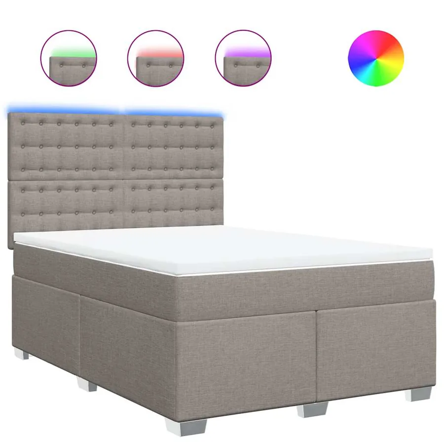 Sommier à lattes de lit avec matelas Taupe 140x190 cm Tissu - 2
