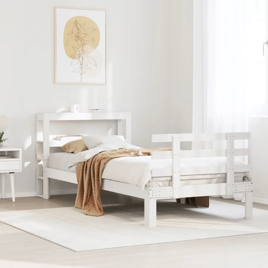 Cadre de lit avec tête de lit sans matelas blanc 90x190 cm
