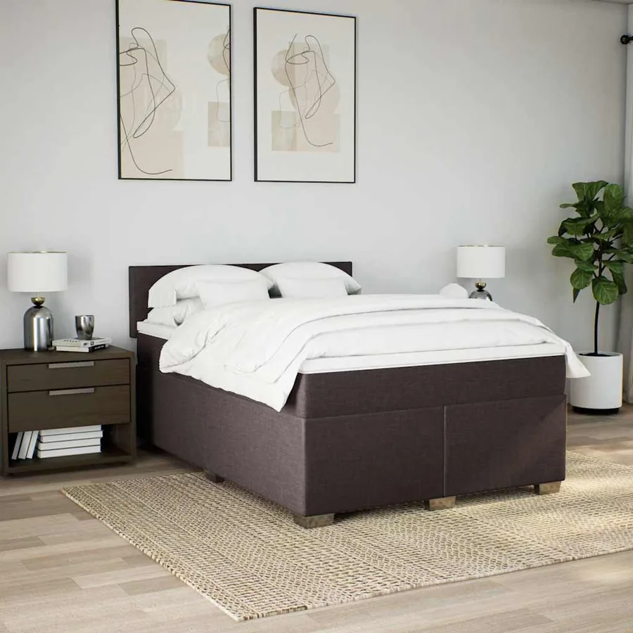 Sommier à lattes de lit avec matelas Marron foncé 140x190 cm - 3