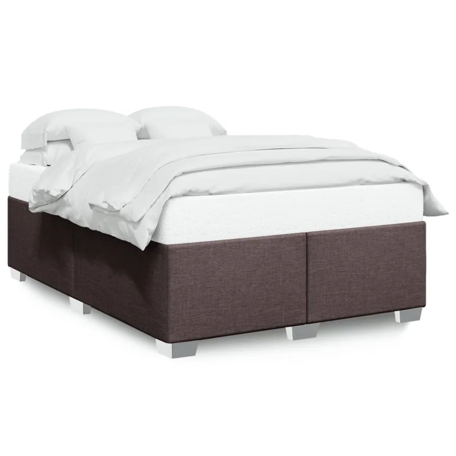 Cadre de lit sans matelas marron foncé 140x190 cm tissu - 2