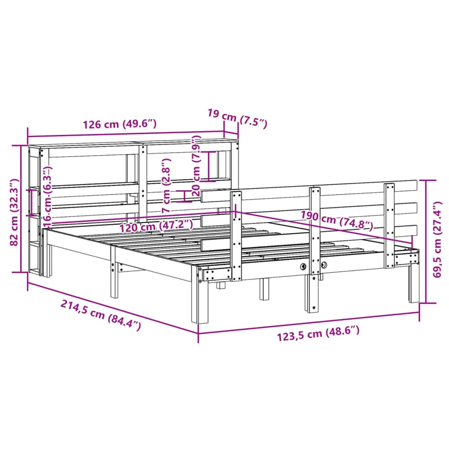 Cadre de lit avec tête de lit sans matelas blanc 120x190 cm - 11