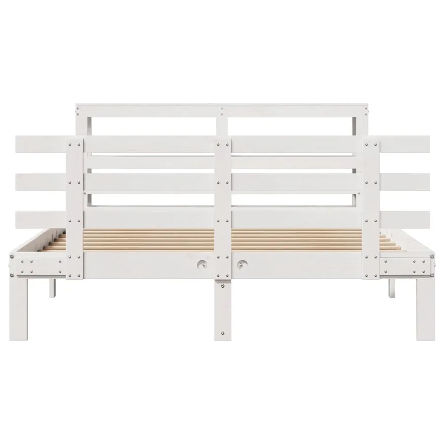 Cadre de lit avec tête de lit sans matelas blanc 120x190 cm - 4