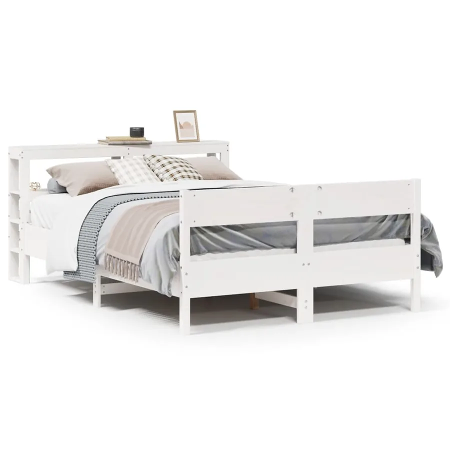 Cadre de lit sans matelas blanc 120x190 cm bois de pin massif - 2