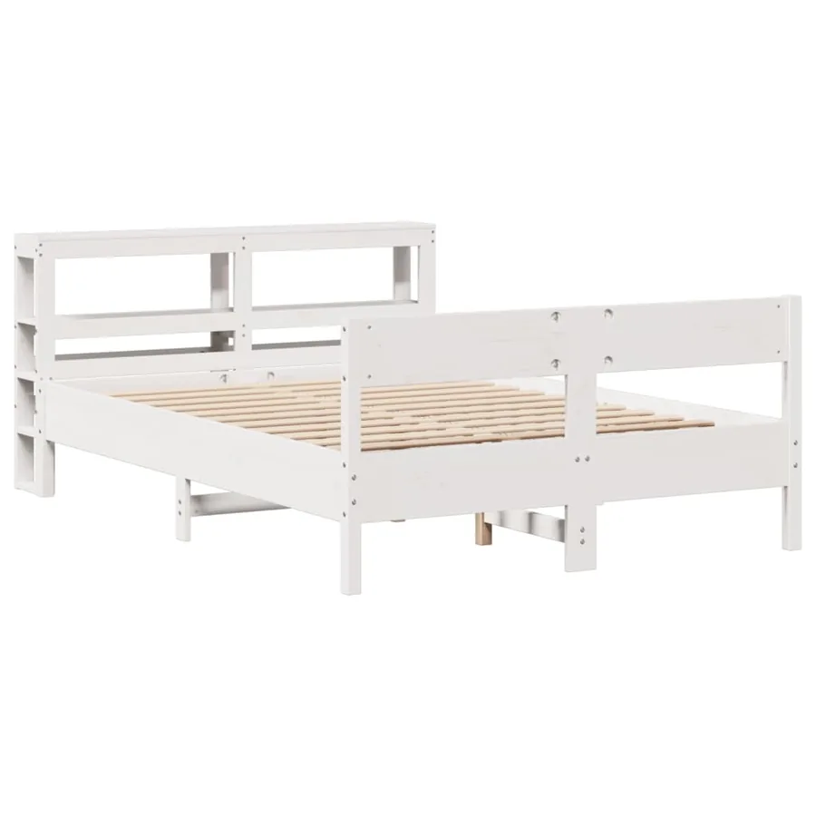 Cadre de lit sans matelas blanc 120x190 cm bois de pin massif - 3