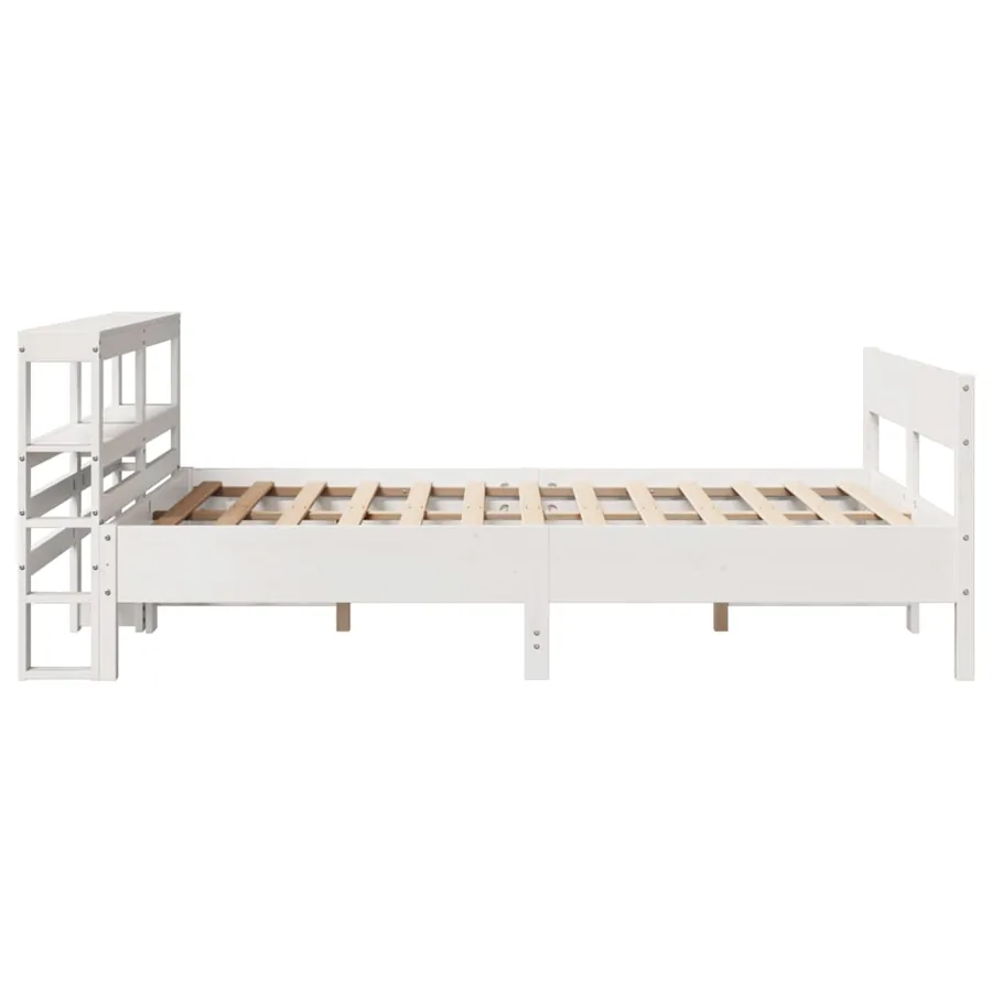 Cadre de lit sans matelas blanc 120x190 cm bois de pin massif - 5