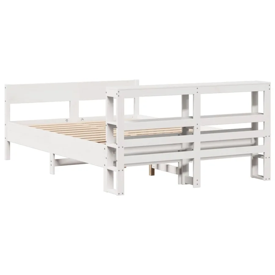Cadre de lit sans matelas blanc 120x190 cm bois de pin massif - 6