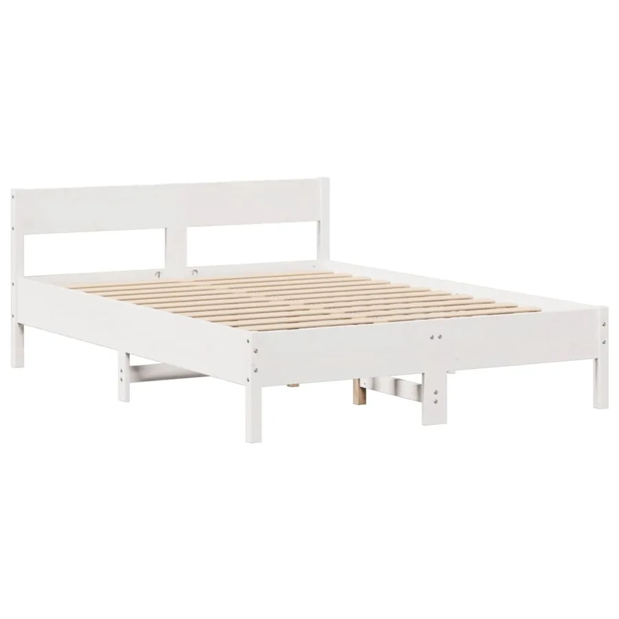 Cadre de lit sans matelas blanc 120x190 cm bois de pin massif - 7