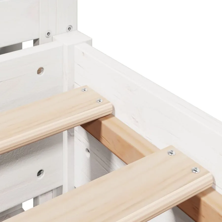 Cadre de lit sans matelas blanc 120x190 cm bois de pin massif - 9