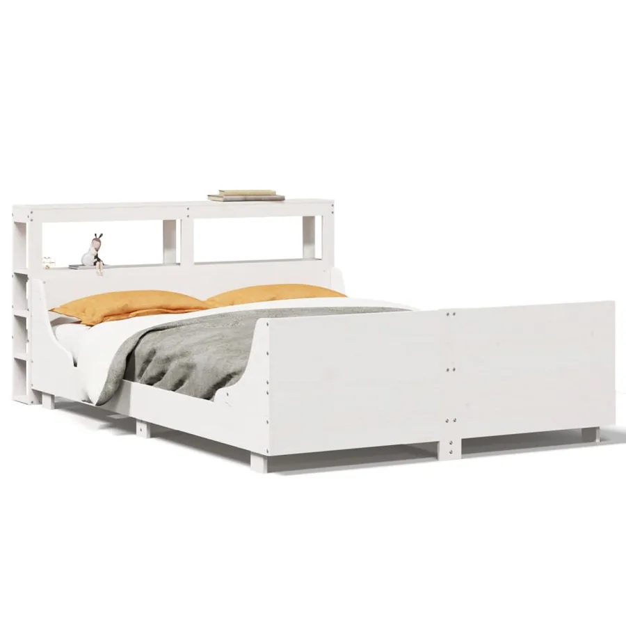 Cadre de lit sans matelas blanc 120x190 cm bois de pin massif - 2
