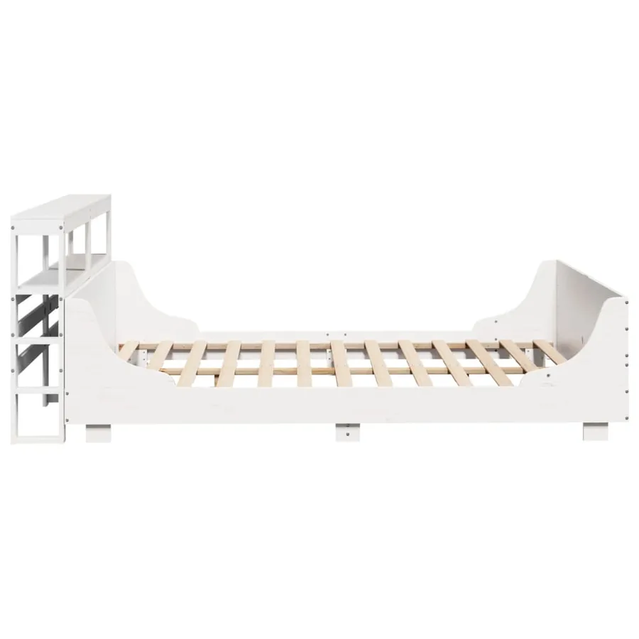 Cadre de lit sans matelas blanc 120x190 cm bois de pin massif - 7