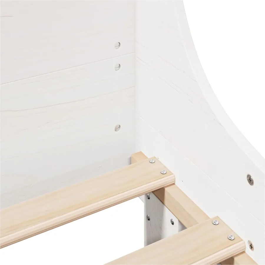 Cadre de lit sans matelas blanc 120x190 cm bois de pin massif - 9