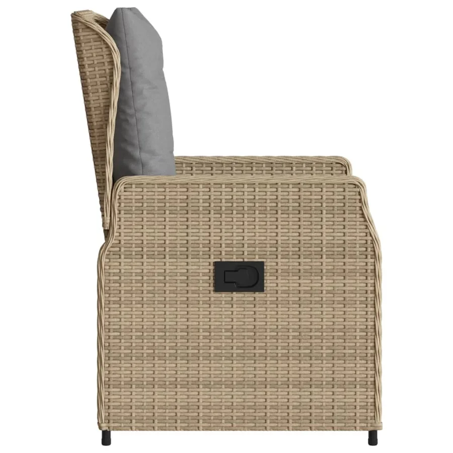 Chaises inclinables de jardin lot de 2 beige résine tressée - 6