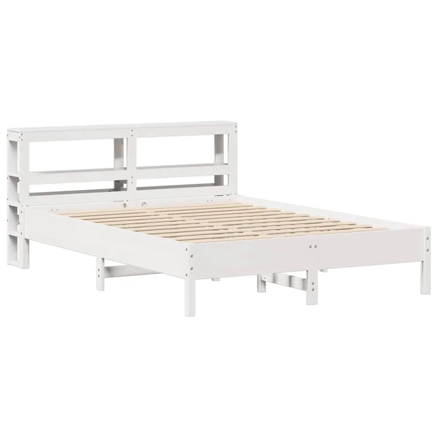 Cadre de lit sans matelas blanc 140x190 cm bois de pin massif - 3