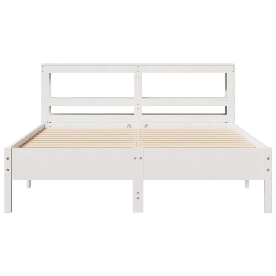 Cadre de lit sans matelas blanc 140x190 cm bois de pin massif - 4