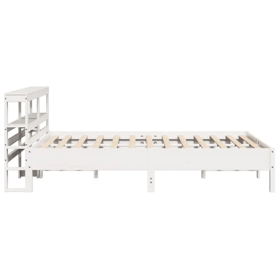 Cadre de lit sans matelas blanc 140x190 cm bois de pin massif - 5