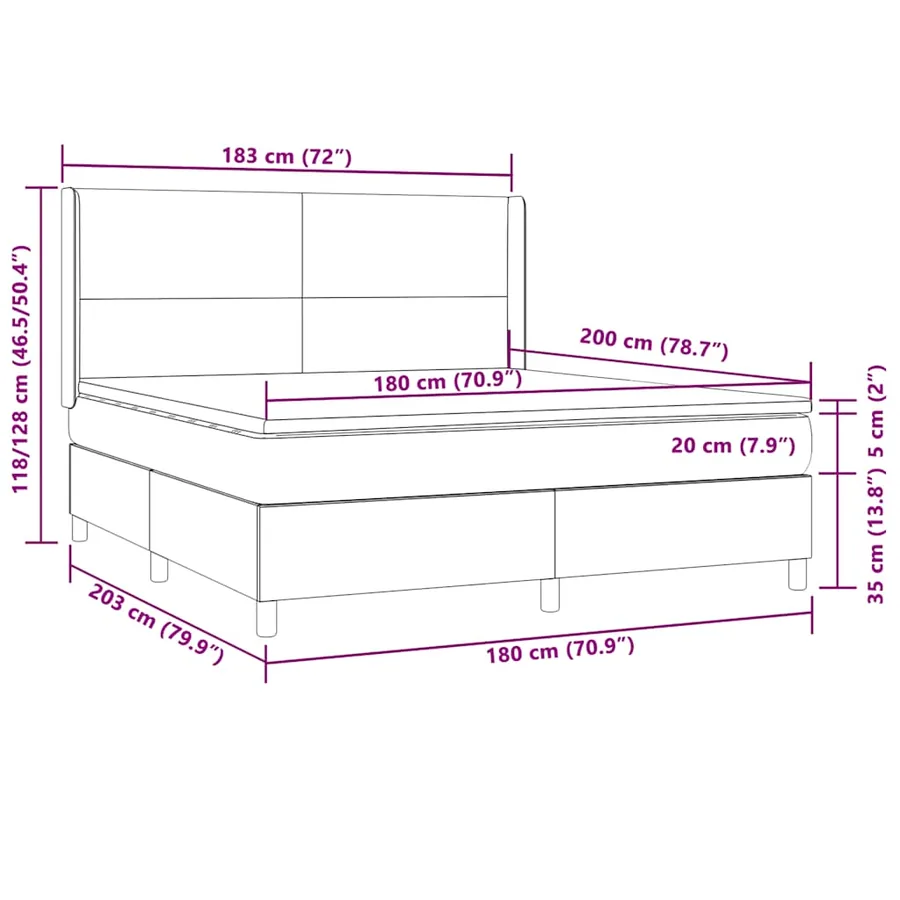 Sommier à lattes de lit matelas et LED Vert foncé 180x200 cm - 9