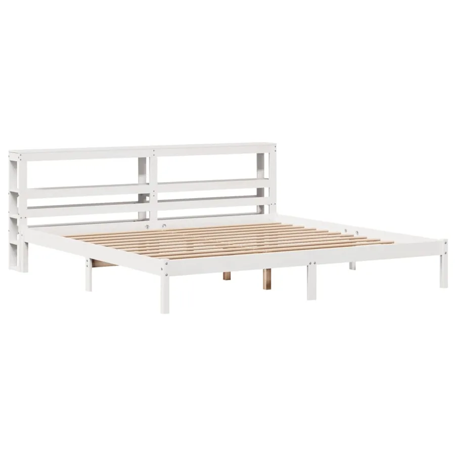 Cadre de lit sans matelas blanc 180x200 cm bois massif de pin - 3