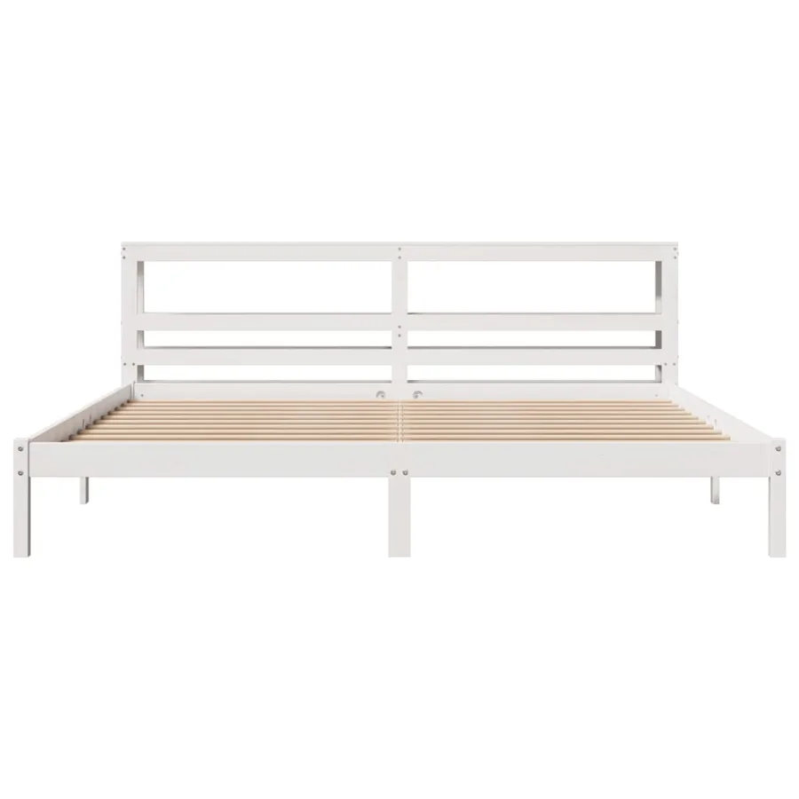 Cadre de lit sans matelas blanc 180x200 cm bois massif de pin - 4