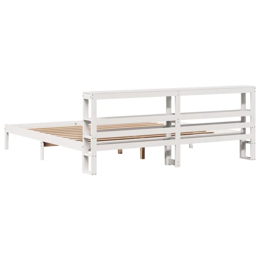 Cadre de lit sans matelas blanc 180x200 cm bois massif de pin - 6