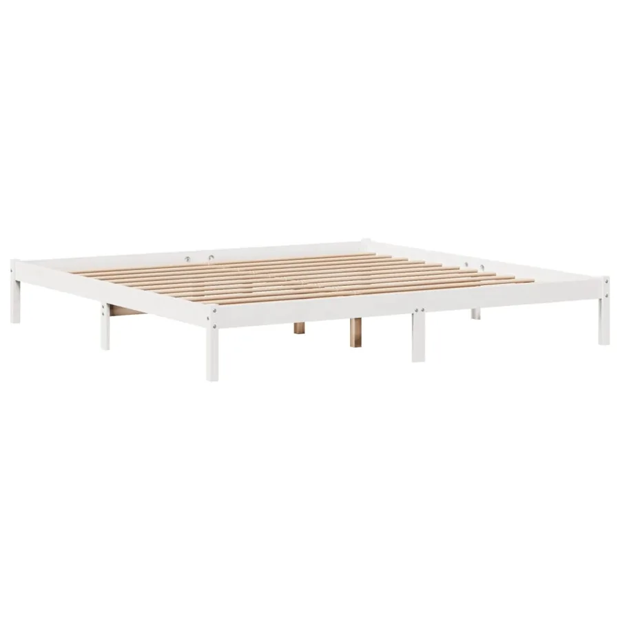 Cadre de lit sans matelas blanc 180x200 cm bois massif de pin - 7