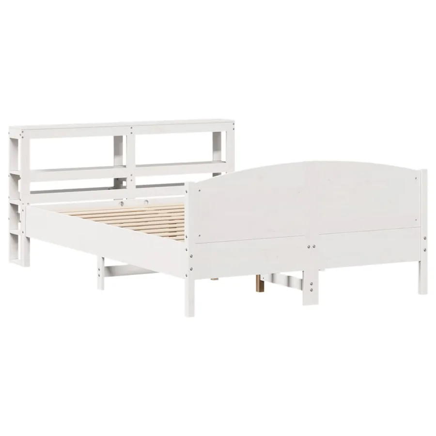 Cadre de lit sans matelas blanc 140x190 cm bois de pin massif - 3