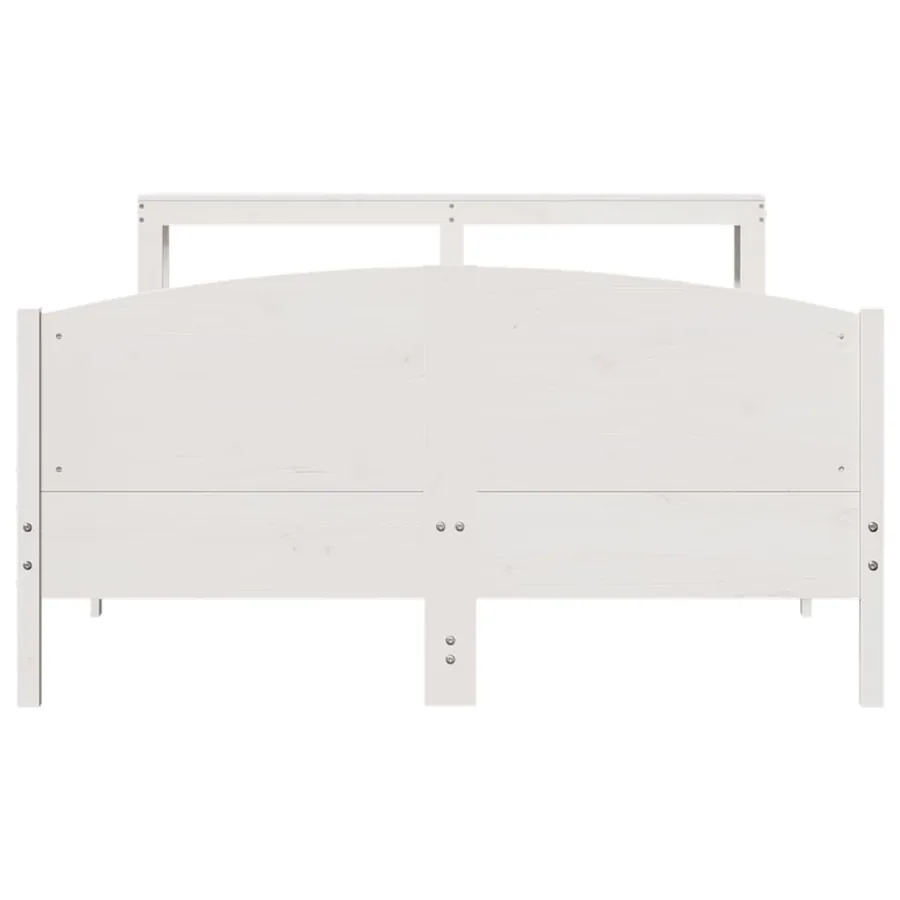 Cadre de lit sans matelas blanc 140x190 cm bois de pin massif - 4