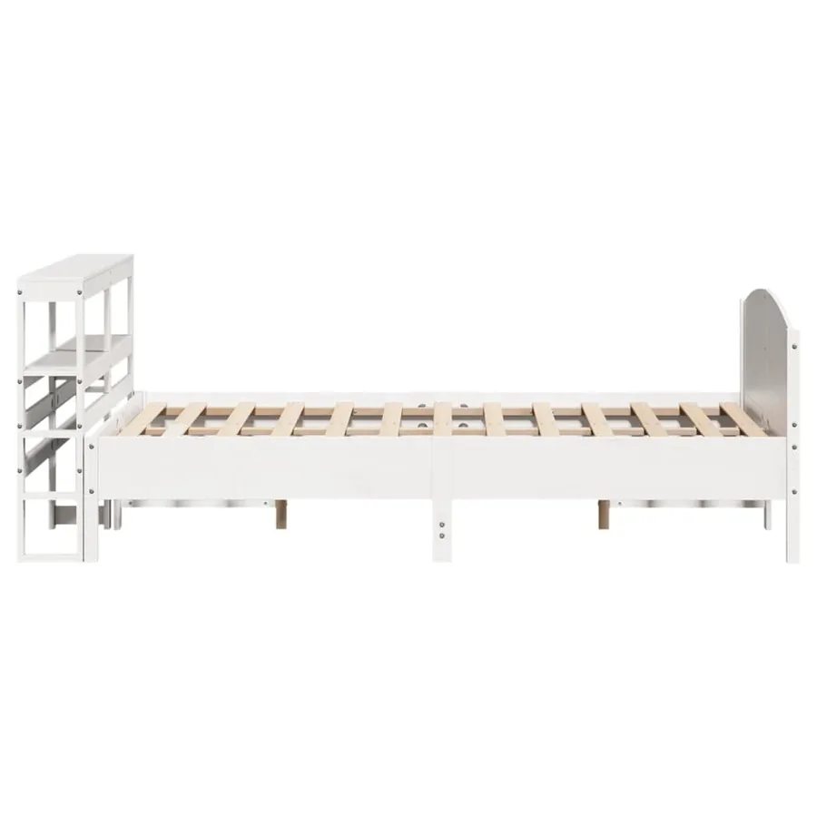 Cadre de lit sans matelas blanc 140x190 cm bois de pin massif - 5