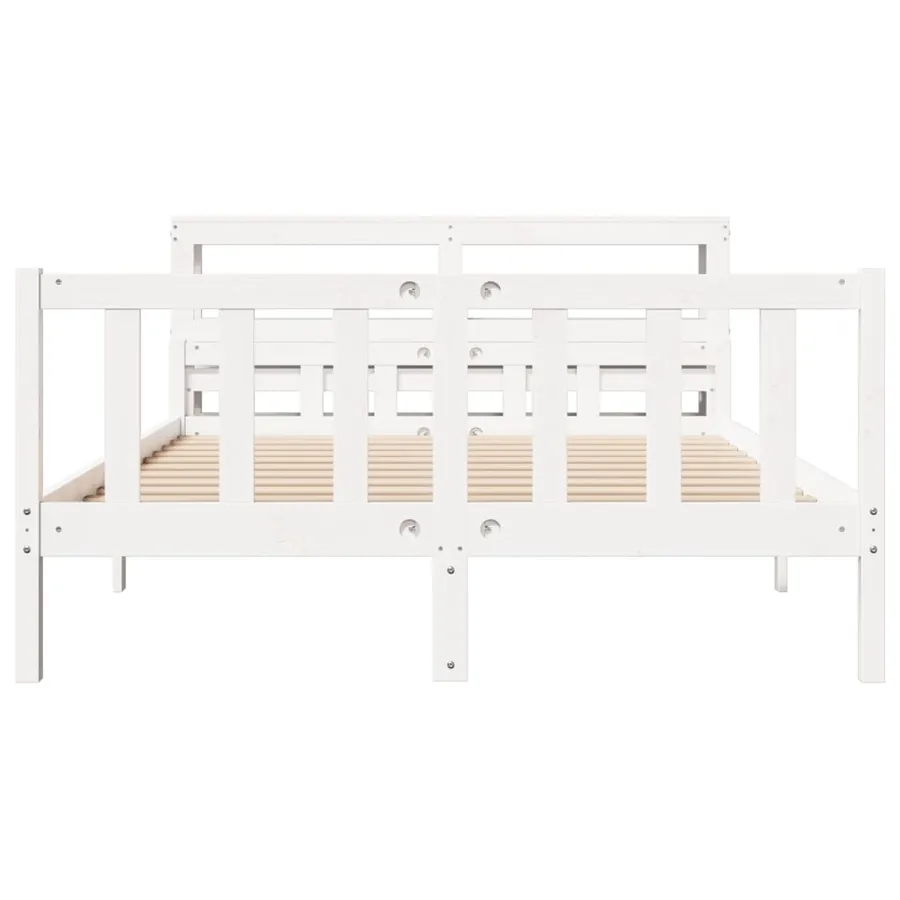 Cadre de lit sans matelas blanc 160x200 cm bois de pin massif - 4