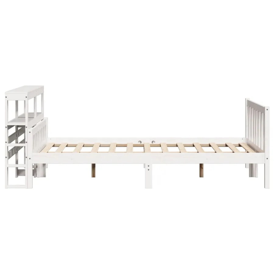 Cadre de lit sans matelas blanc 160x200 cm bois de pin massif - 5