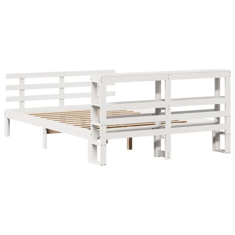 Cadre de lit avec tête de lit sans matelas blanc 160x200 cm - 8