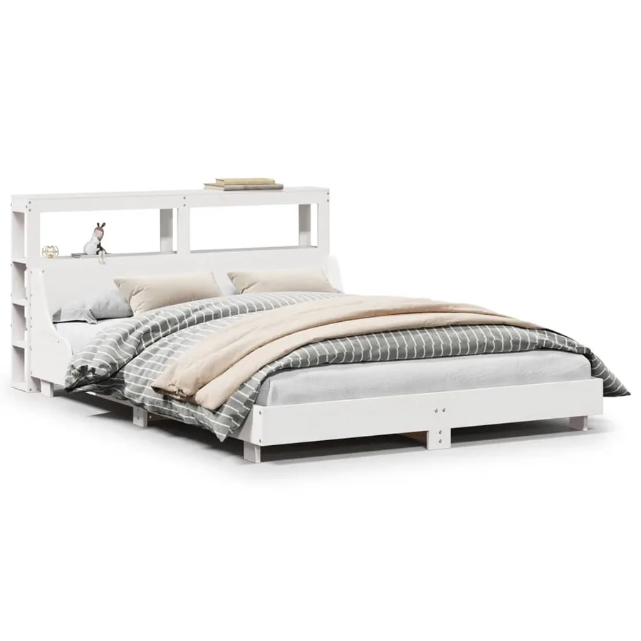 Cadre de lit sans matelas blanc 140x190 cm bois de pin massif - 2