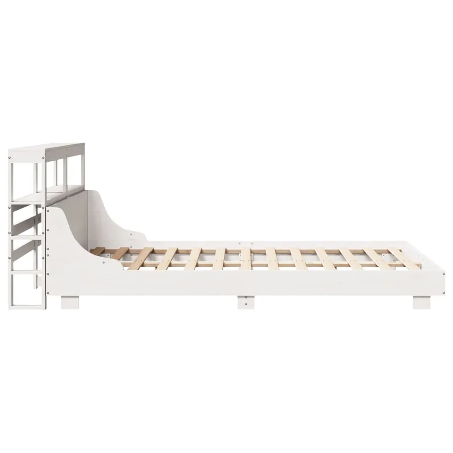 Cadre de lit sans matelas blanc 140x190 cm bois de pin massif - 5