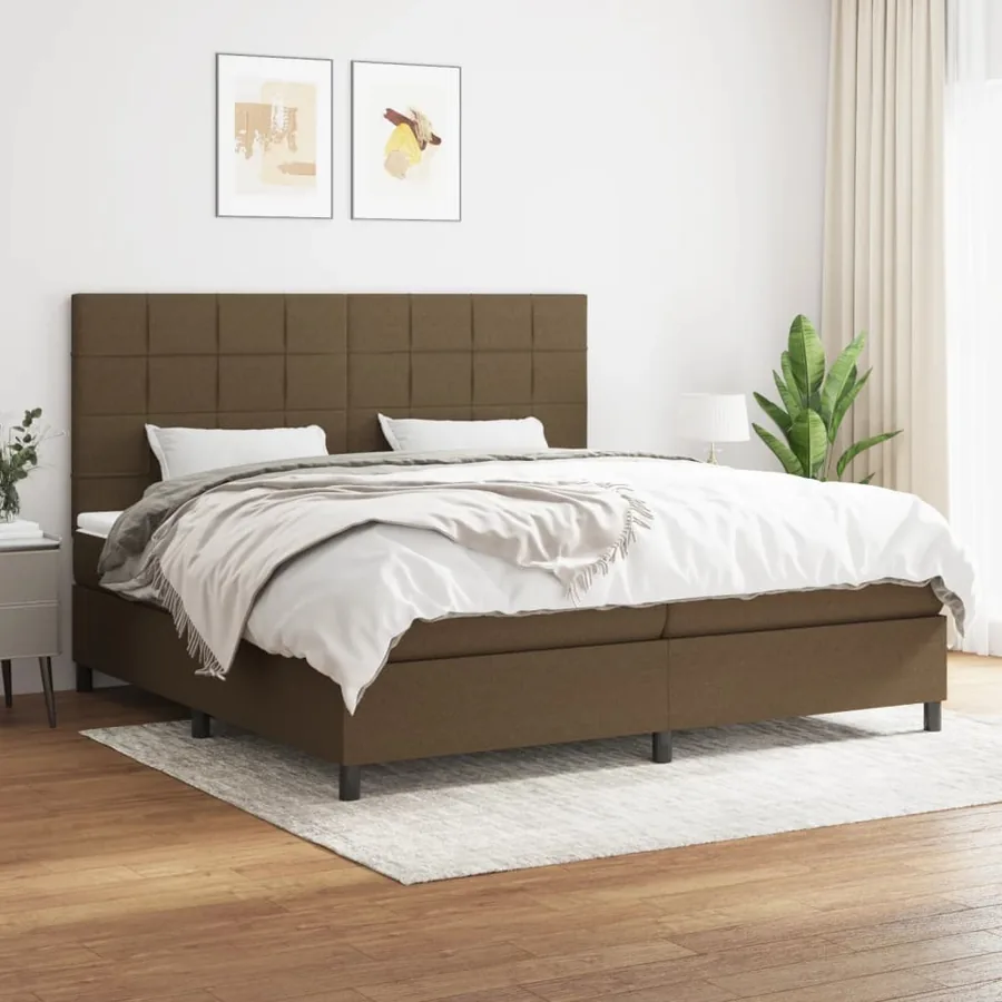 Sommier à lattes de lit avec matelas Marron foncé 200x200 cm