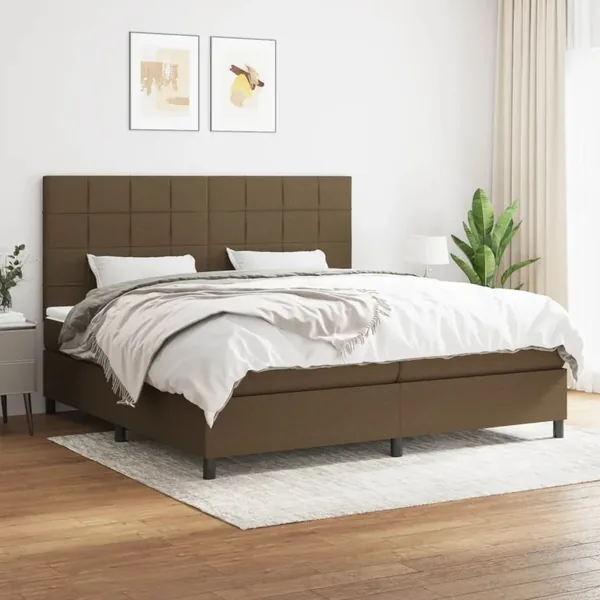 Sommier à lattes de lit avec matelas Marron foncé 200x200 cm