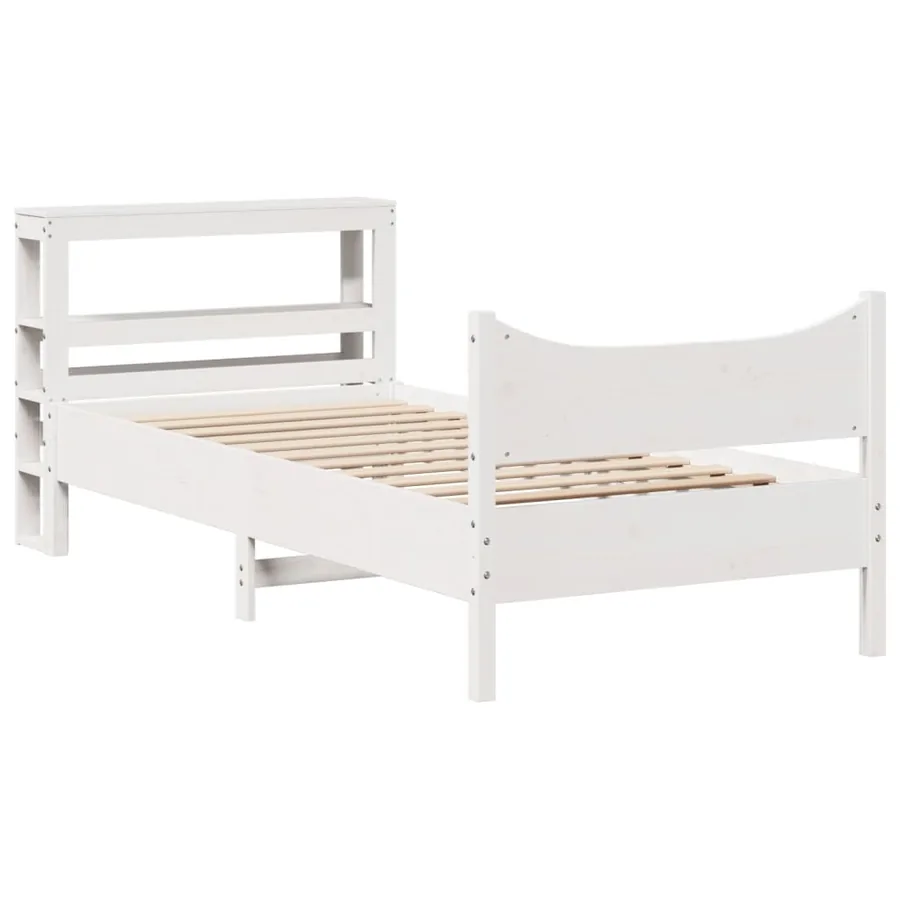 Cadre de lit avec tête de lit blanc 75x190cm bois de pin massif - 2