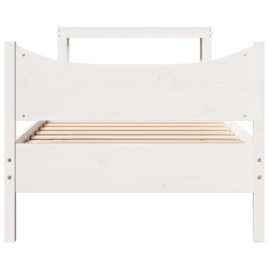 Cadre de lit avec tête de lit blanc 75x190cm bois de pin massif - 4