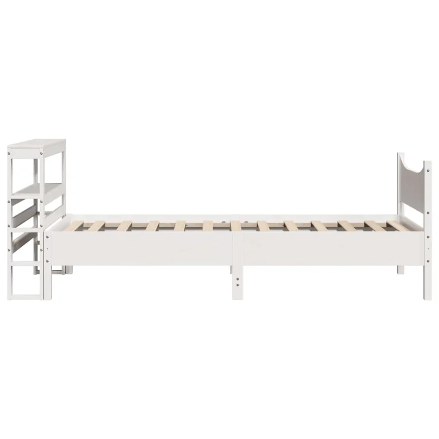 Cadre de lit avec tête de lit blanc 75x190cm bois de pin massif - 7